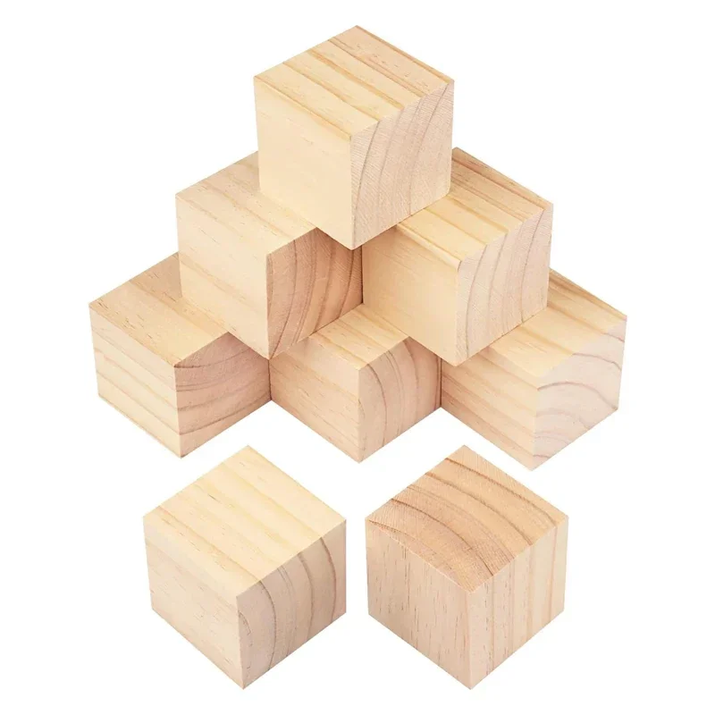 1-5cm Natural Blank Wooden Blocks, Unfinished Pine Wood Cube for DIY Craft Art, Painting, Home Decor, Puzzle Making, Baby Shower