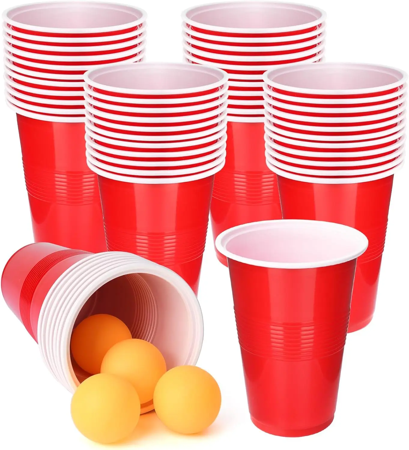 Cup Pong Game Set 22 Pcs 16 Oz Plastic Party Cups with 4 PCS Ping Pong Balls for Christmas New Year Gift Gratuation Party