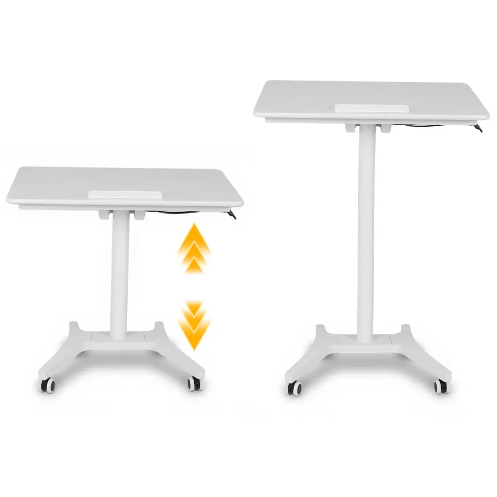 Pneumatic Laptop Standing Desk Adjustable Height Standing Desk with Wheels 90 Degree Tiltable for Home Office Classroom