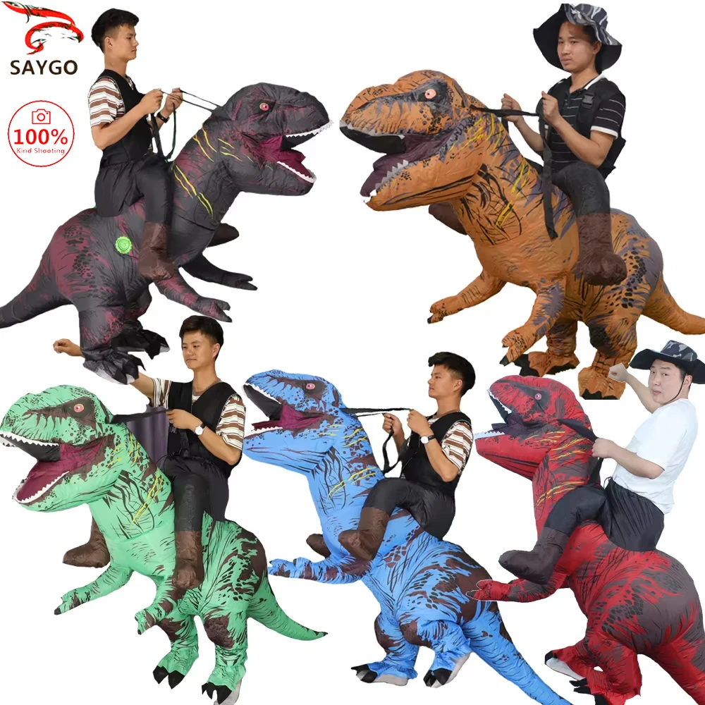 Ride Costume Inflatable Dinosaur T-Rex Halloween Fancy Dress for Adult Costume Dragon Party Outfit animal themed Blow Up cosplay
