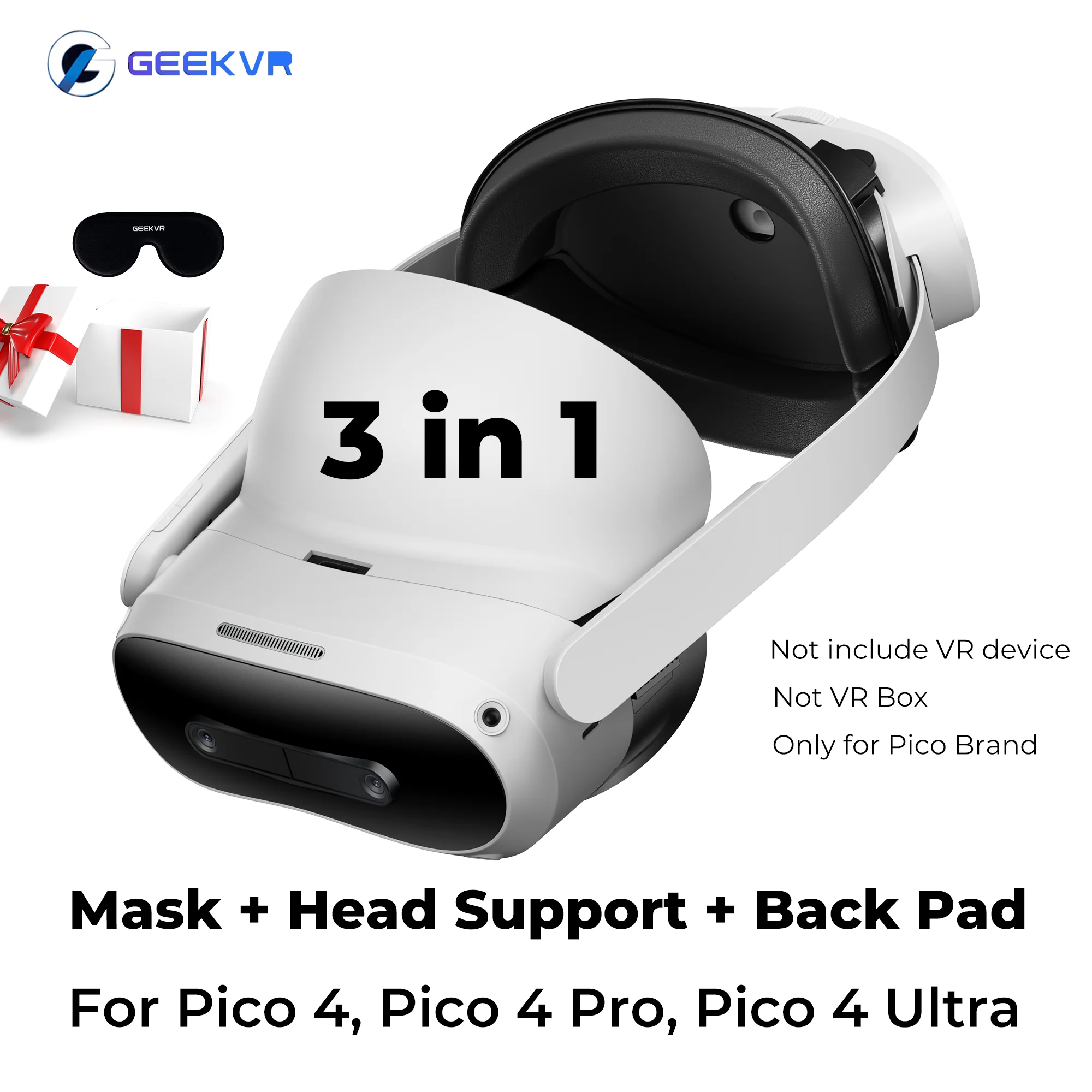 GEEKVR Face Cover Facial Interface Face Mask & Head Strap for Pico 4 Ultra, Comfortable Accessories for Pico 4 / Pro VR Headset