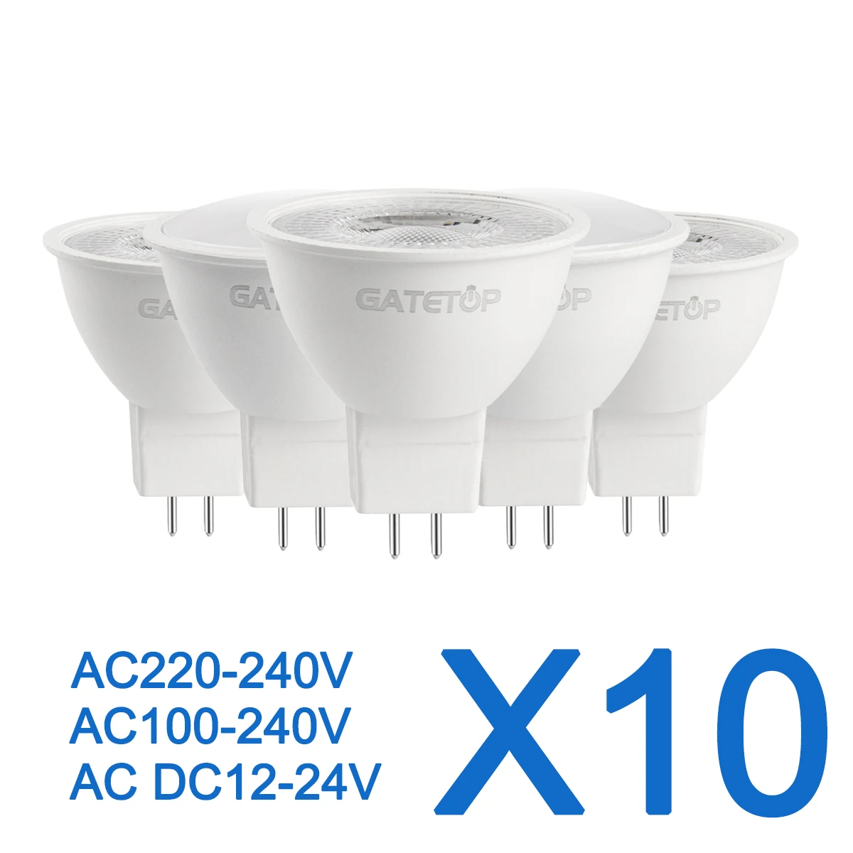 10PCS Foco MR16 GU5.3 Base LED Bulb Full Voltage Spotlight AC DC12V 110V 220V No Flicker White Light Suitable for Home Study