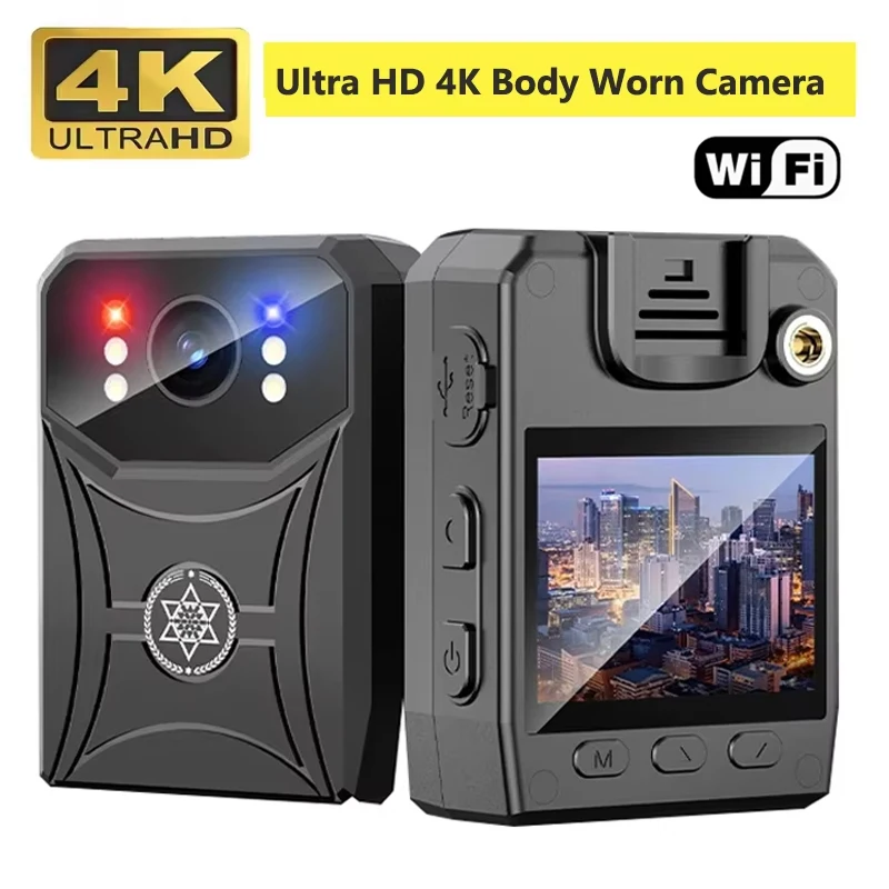 4K HD Mini Camera Police Recorder Ultra HD 2.0-inch Screen IR Night Vision Body Worn Camera, Wearable Portable Body Camcorders
