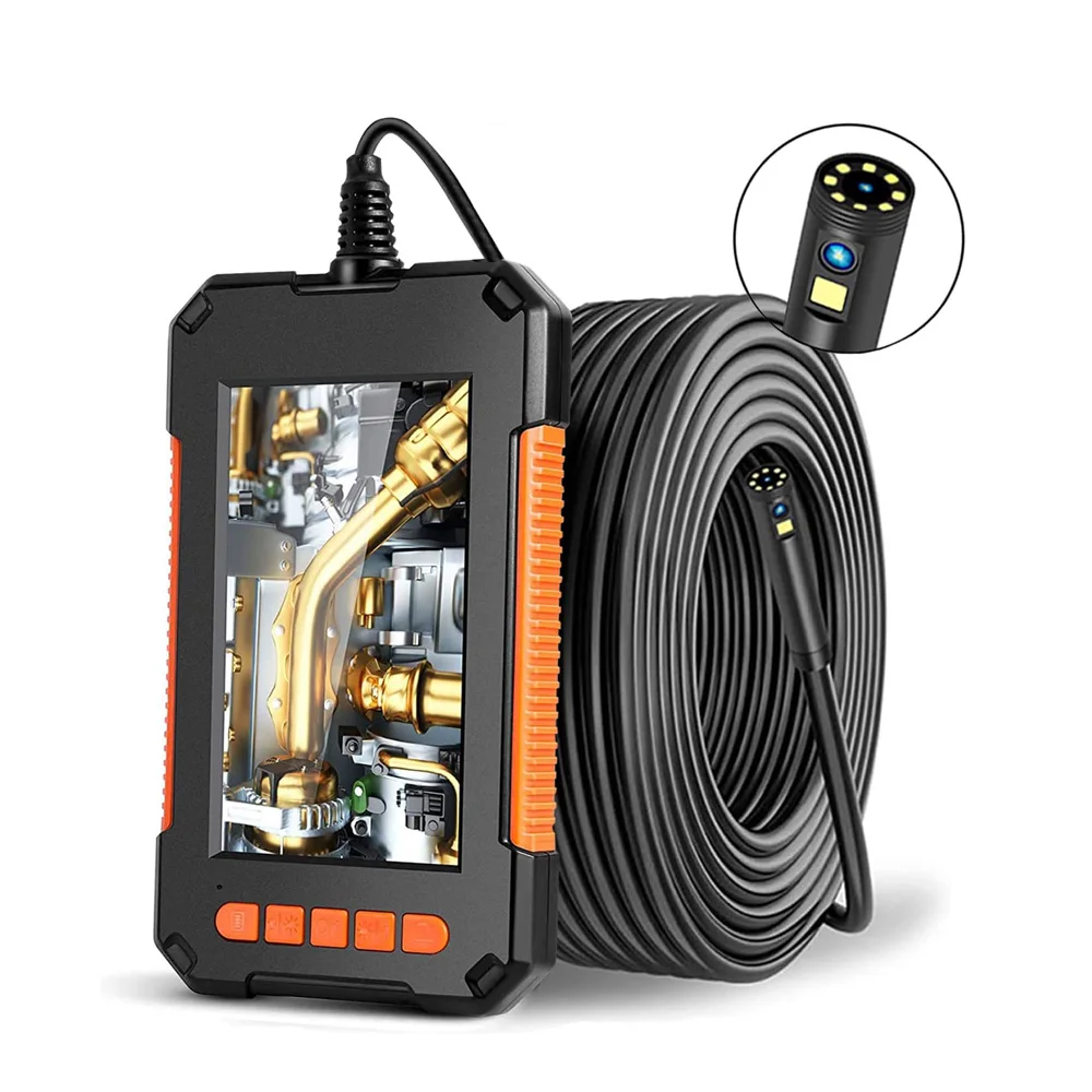 P40 Single Dual Lens Industrial Endoscope 4.3 "IPS 1080P Pipe Inspection Camera for Car Repair Support Photo Snap Video Record