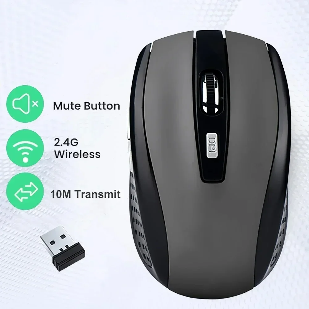2.4G Wireless Mouse Portable Ergonomics Mouse Mobile Optical Office Mouse Adjustable 1600DPI Levels for Notebook Laptop MacBook
