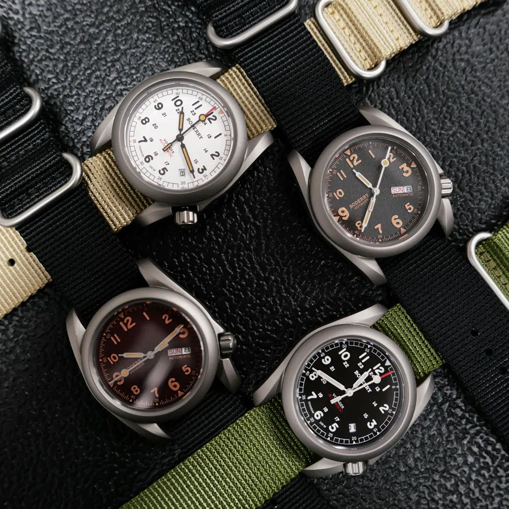 Boderry Men Automatic Watch Military 40MM Titanium Mechanical Wristwatch Diver 100m Waterproof Sapphire Mirror Luminous NH35