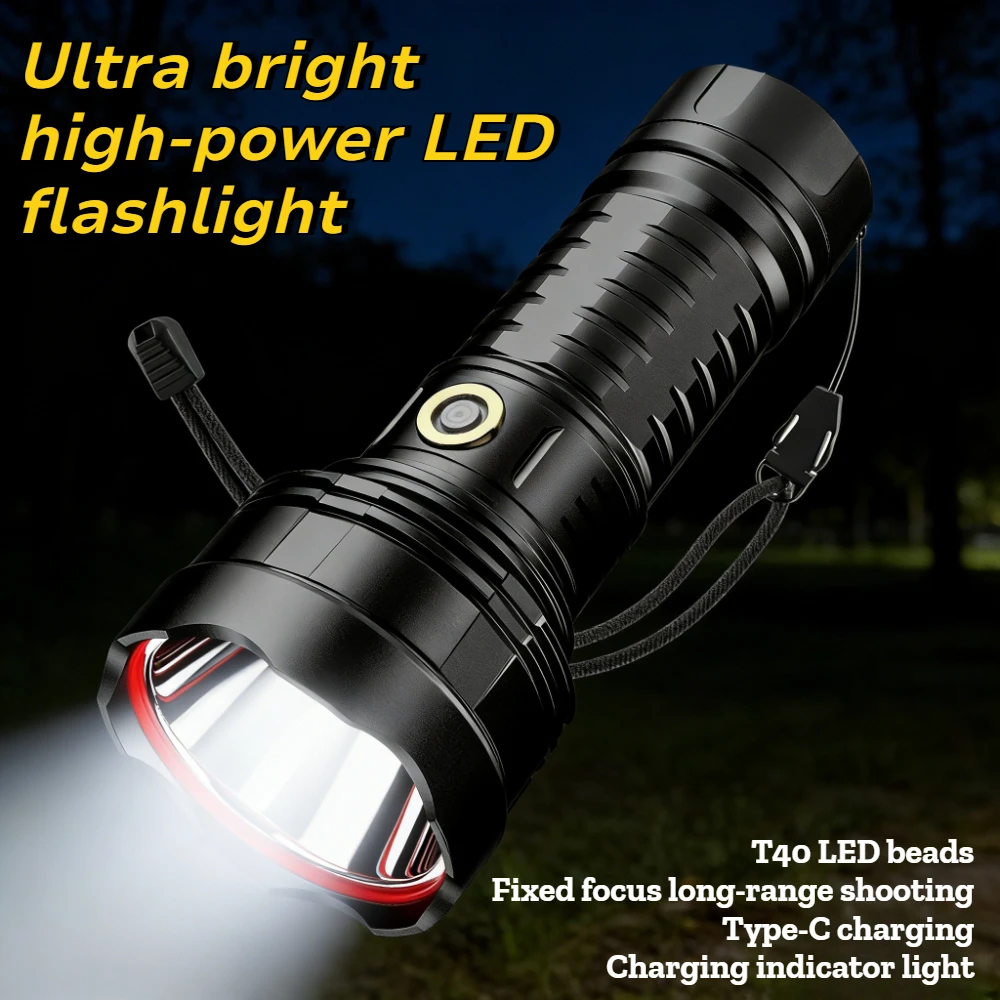 Strong Light Ultra Bright Flashlight USB Charging Waterproof Aluminum Alloy Torch Outdoor Camping Lantern Emergency Light