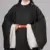 (in stock) black textured straight-sleeve single-breasted robe