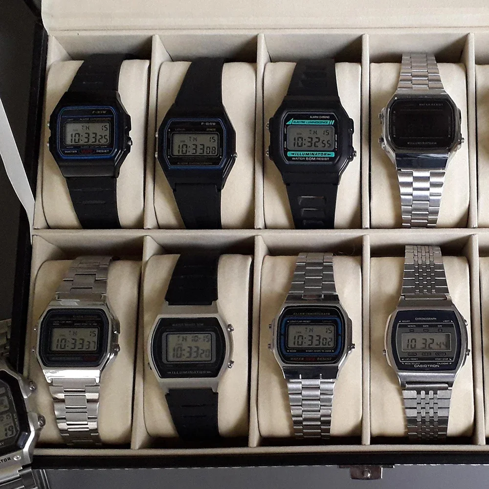 Fashion Digital Men's Watches Luxury Stainless Steel Link Bracelet Wrist Watch Band Business Electronic Male Clock Reloj Hombre