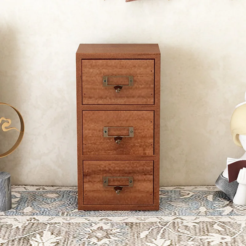 Retro wooden drawers, tea storage boxes, desktop jewelry boxes, jewelry sorting, multi-layer rectangular solid wood