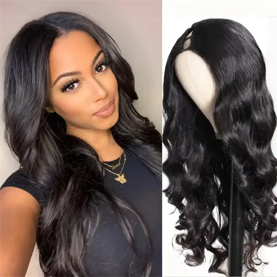 16-34 Inches Body Wave V Part Wig For Women 100% Brazilian Virgin Hair V Shape Machine Made Wig Body Wave U Part Wigs Cheap Wig