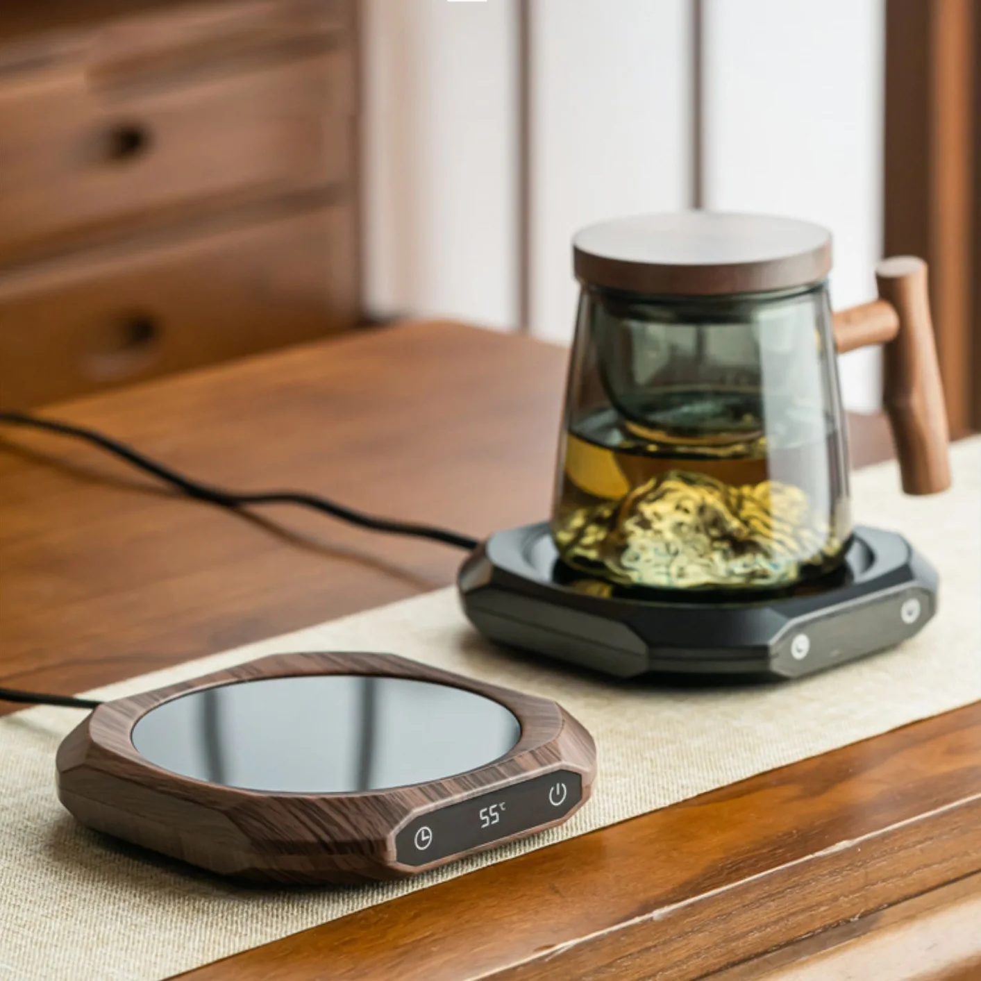 220V Cup Heater Coffee Mug Warmer Heating Pad Warmer Coaster 3 Gear Temperature Electric Hot Plate For Milk Tea Coffee Water 30W