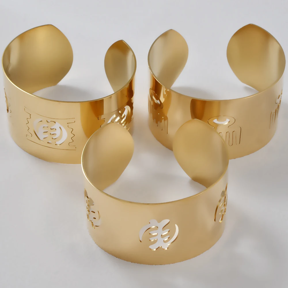 1PC African Symbols Cuff Bracelets Traditional Ancient Egypt Gye Nyame Egypt Akofena Ethnic Jewelry Bridal Accessories #546962