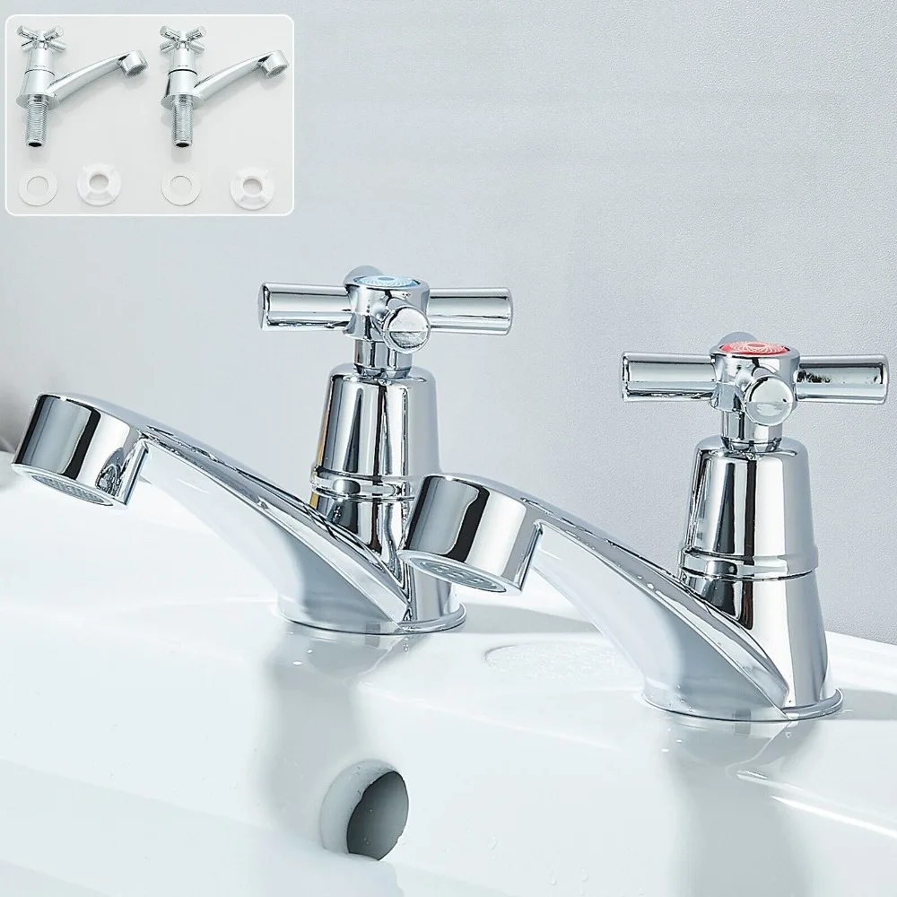 Faucet Premium Chrome Bathroom Taps Universal Interface Traditional Hot Cold Water for Basin Sink Vanity Bathroom Accessories