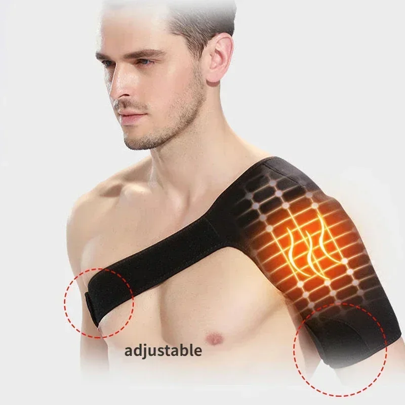 Magnet Self Heating Shoulder Brace Adjustable Pad Unisex Heat Therapy Shoulder Massager for Frozen Shoulder Pain Relief