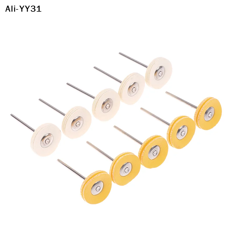 【Y31】()5Pcs 2025 New 2.35mm Handle Yellow / White Cloth Wheel Jewelry Polishing Cloth Wheel Rotating Tool Accessories