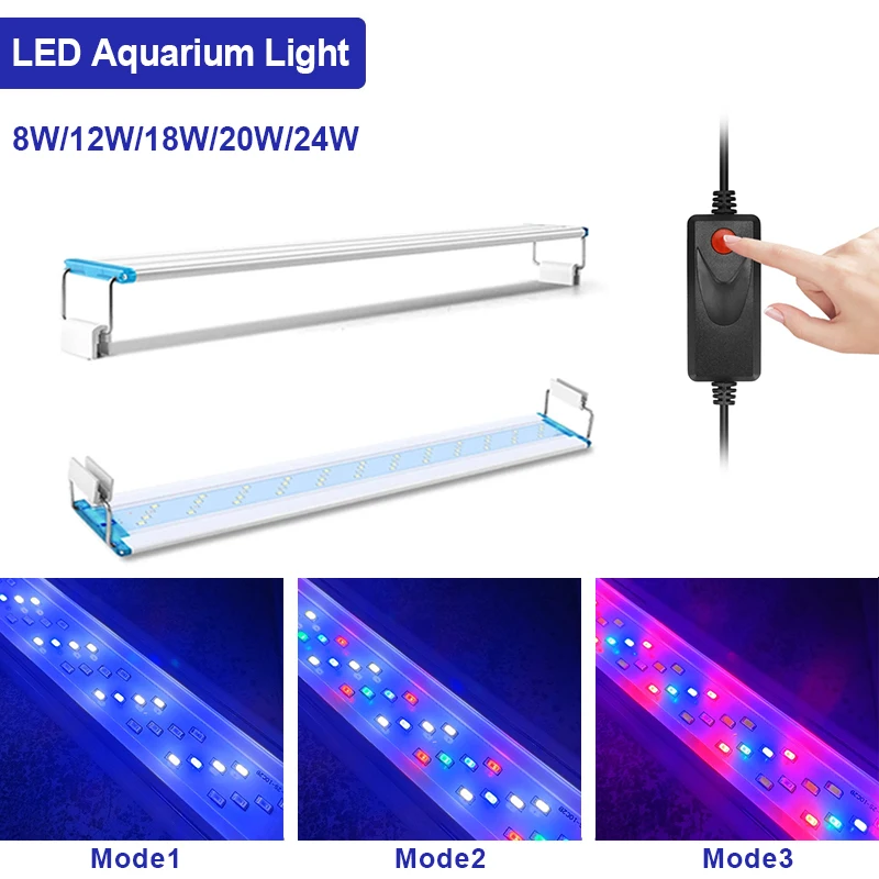 Ultra thin LED aquarium light aquatic plant light expandable clip on light 18-75CM fish tank 220-240V