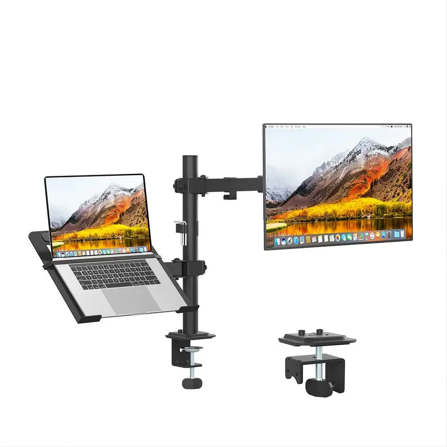 and Laptop Mount, Monitor Arm with Vented Tray for 13 to 27 LCD Computer Screens and Notebook up to 17 inch, Fully Adjustable La