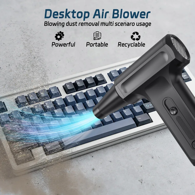Compressed Air Duster-Stepless Adjustable 110,000RPM Electric Cleaner for Keyboard, PC Cleaning, Rechargeable Cordless Jet Dry B