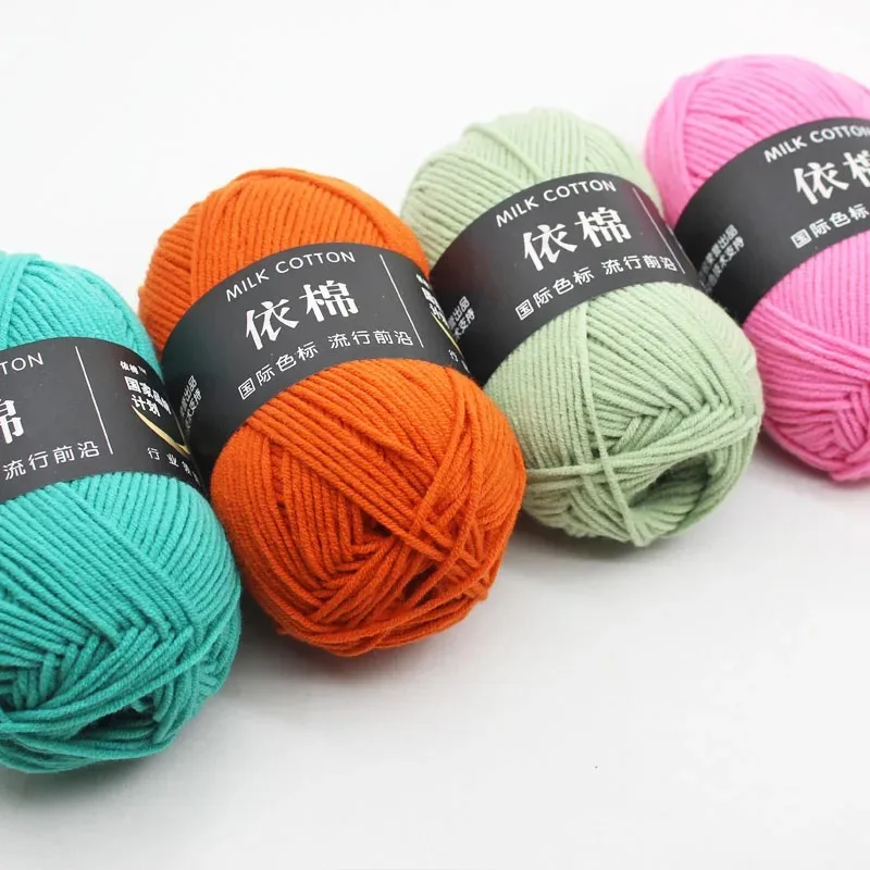 50g Milk Cotton Knitting 4ply Cotton Yarn Wool Yarn Needlework Dyed Lanas For Crochet Craft Sweater Hat Dolls At Low Price 1pc