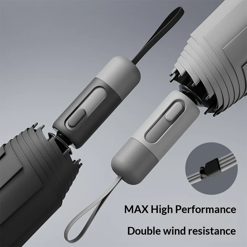 Fully automatic clear umbrella, super strong wind and rain resistant umbrella, thickened and reinforced folding sun umbrella