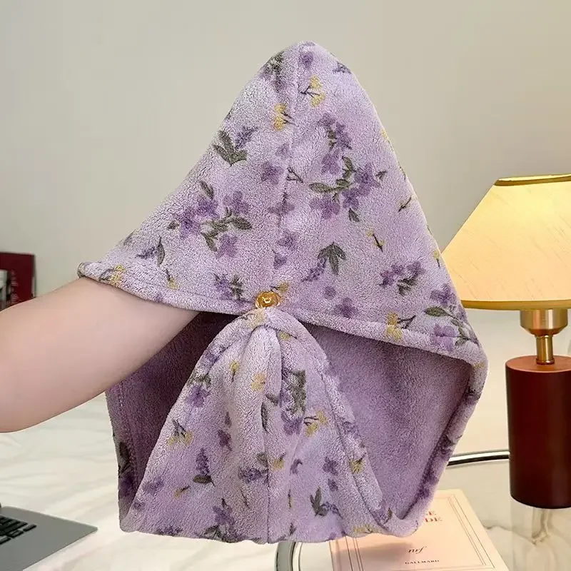 Quickly Dry Hair Hat Super Absorbent Soft Bathroom Women Head Towels Girls Cute Hair Towel Hair Dry Wrap Bonnets