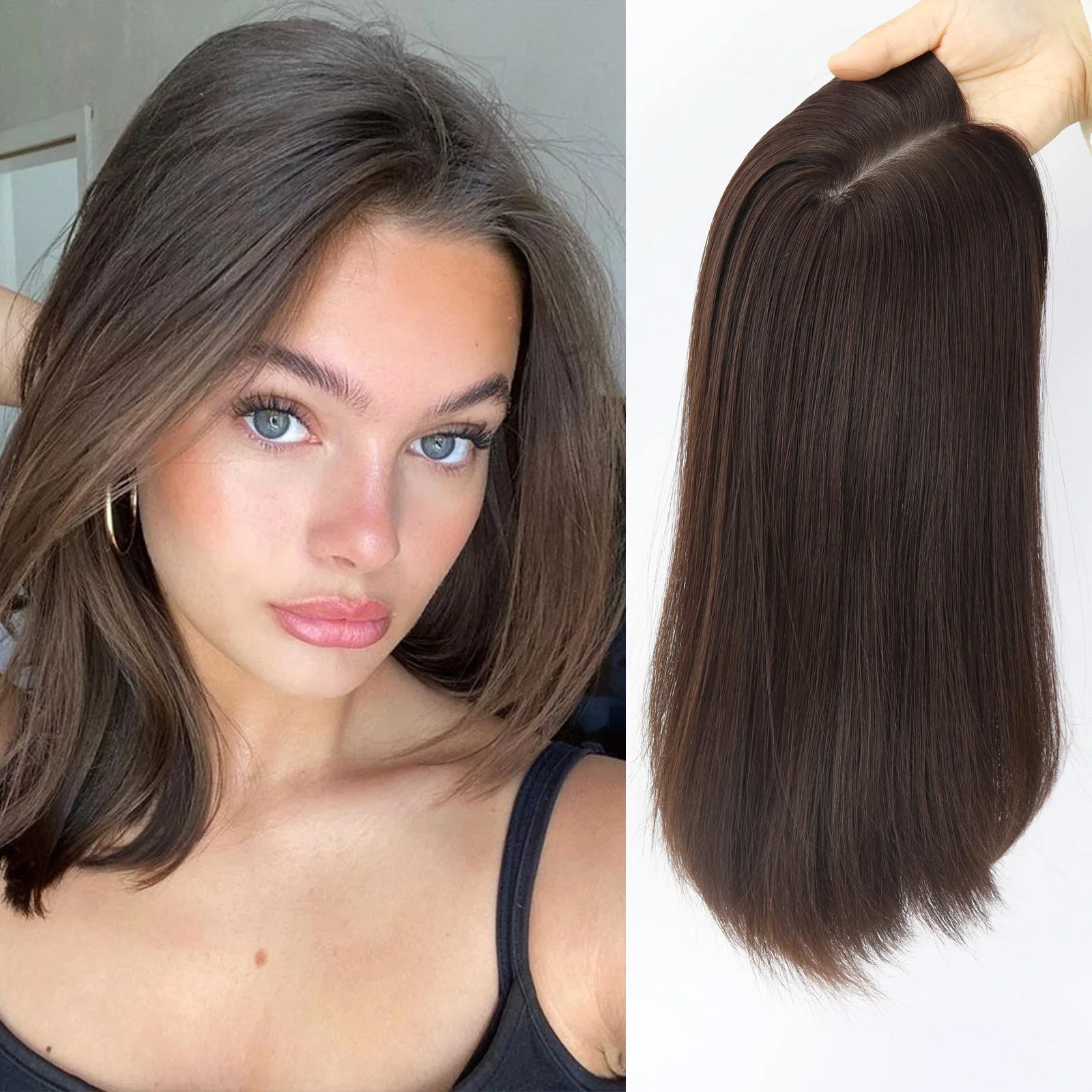 8x8inch Silk Base Virgin Human Hair Toupee 12inch Same Length 150% Density Double Drawn Jewish Topper Natural Scalp Hairpieces