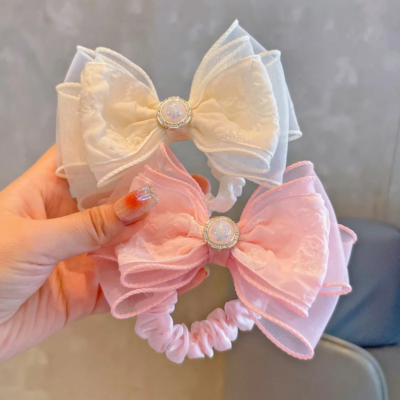 Cute Lace Big Bow Elastic Hair Band for Girls Kids Princess Hair Accessory Children Hair Ties Baby Headwear 1 Piece