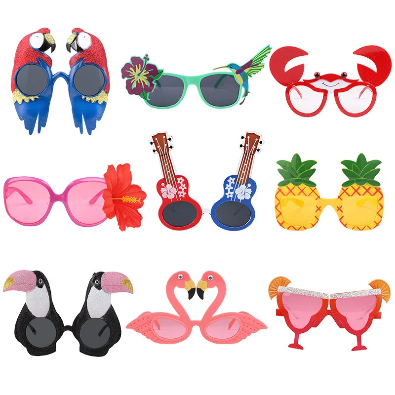 2-9Pcs Hawaiian Glasses Kit Luau Summer Birthday Decoration Tropical Party Favors Funny Sunglasses Props Beach Wedding Supplies
