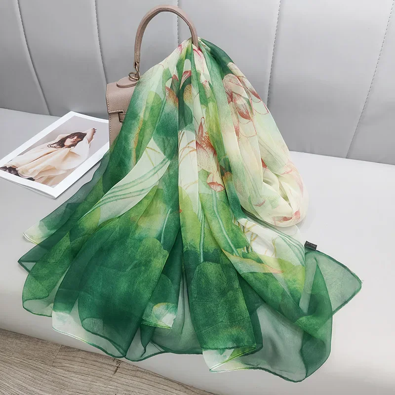 2025 Silk Beach Stoles Women Hijab Scarf Sunscreen Shawl Wraps Ladies Scarves Foulard Beach Stoles Female Large Bandana Echarpe