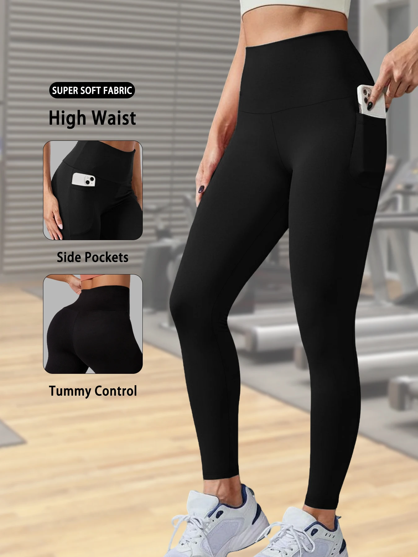High Waisted Leggings with Pockets Women Super Soft Tummy Control Yoga Workout Running Casual Home Wear
