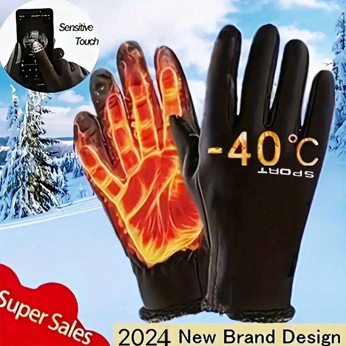 Outdoor hiking and camping gloves for hand warmers, suitable for sports, cycling, skiing, and touch screen waterproof gloves
