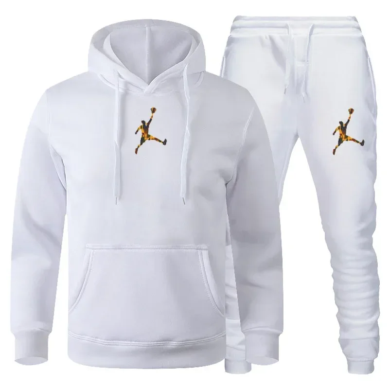 2025 Autumn/Winter Men's jogging Fitness sportswear Set: Fashionable long-sleeved sweatshirt + casual pants 2-piece set