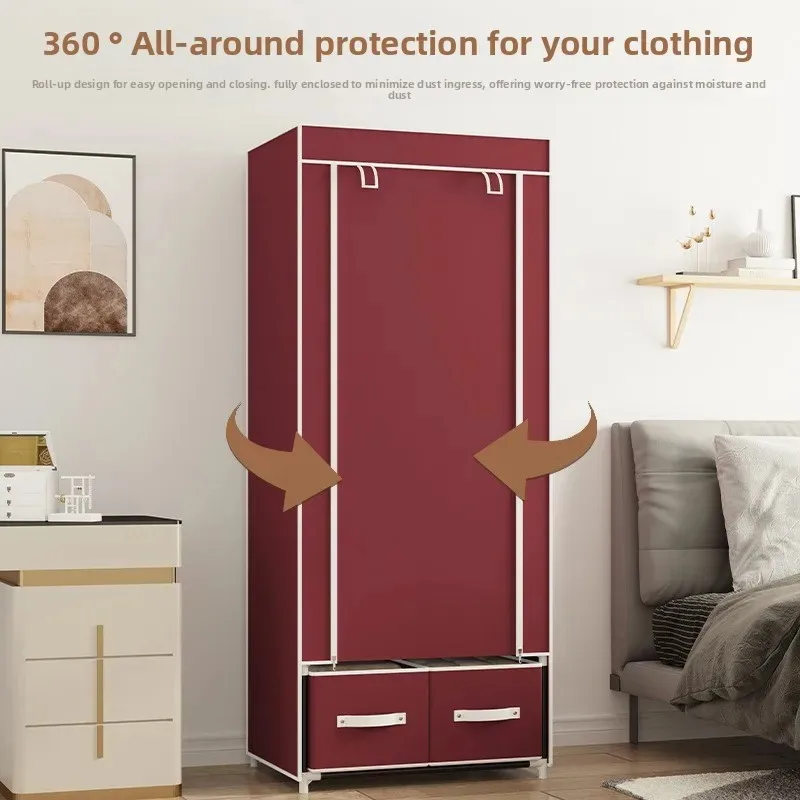 Easy Assembly Folding Wardrobe Clothes Closet Storage Organizer Bedroom Open Closet Drawers Portable Dorm Room Household