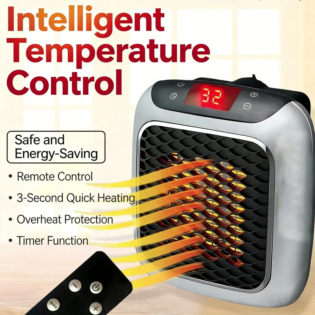 800W Mini Electric Heater Wall Mounted Hot Air Blower With Remote Control Houshold Heating Fan For Bedroom Bathroom