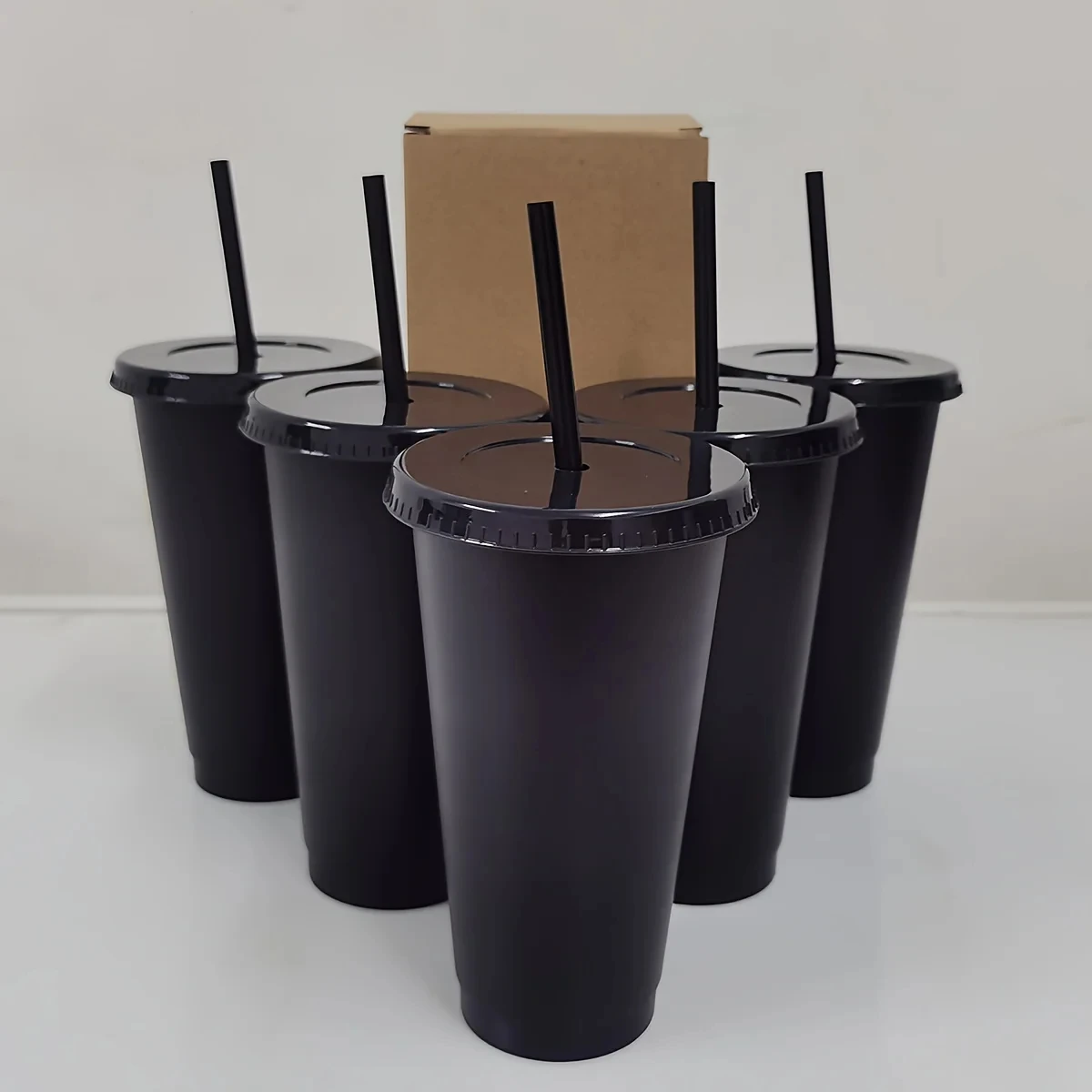 5/10pcs 24oz Tumblers With Lids And Straws Reusable Plastic Cups Iced Coffee Large Water Bottle Party Cold Mug Summer Drinkware