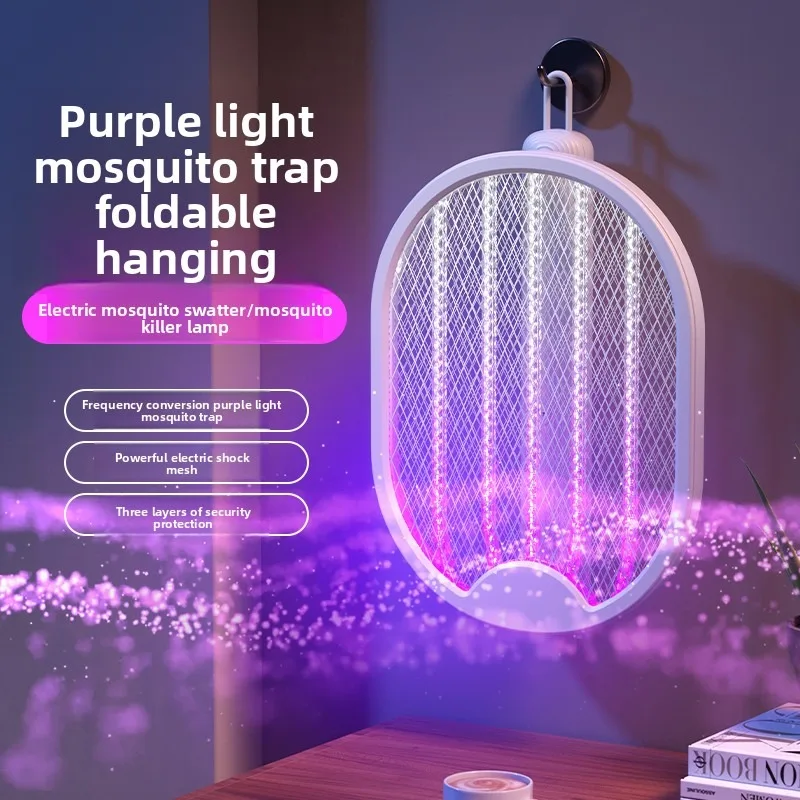 Foldable Electric Mosquito Killer USB Rechargeable Fly Trap Mosquito Swatter Racket Insect Killer With UV Light Bug Zapper 3500V