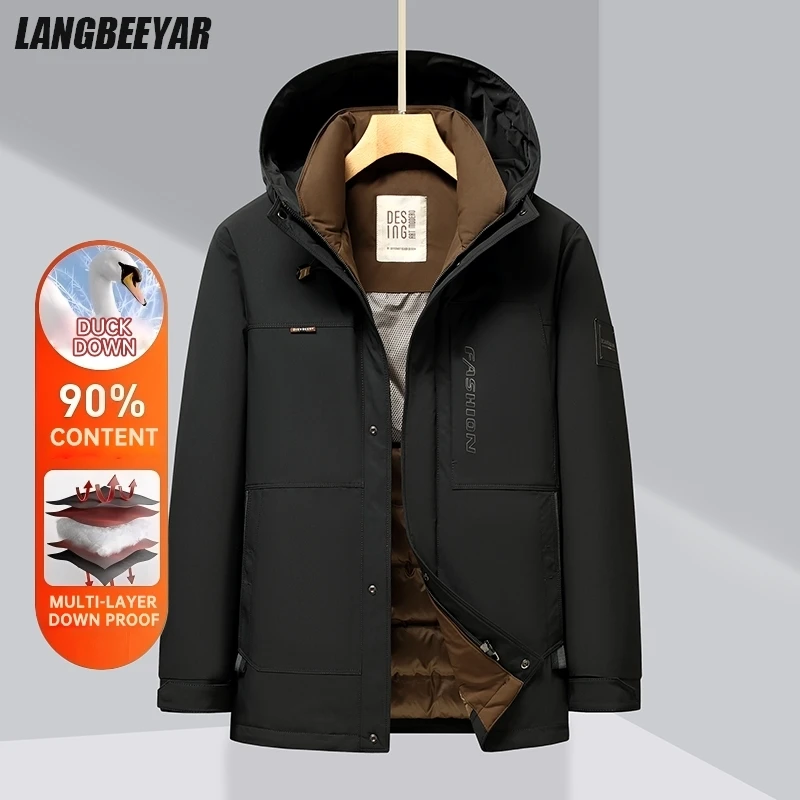 High End 90% Down Thick New Designer Casual Winter Hooded Fashion Feather Brand Mens Coat Puffer Warm Down Jacket Windbreaker