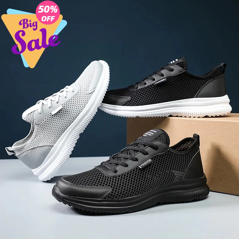 Outdoor Comfortable Men Casual Sneakers Summer Lightweight Breathable Walking Sport Shoes Mesh Athletic Non-slip Running Shoes