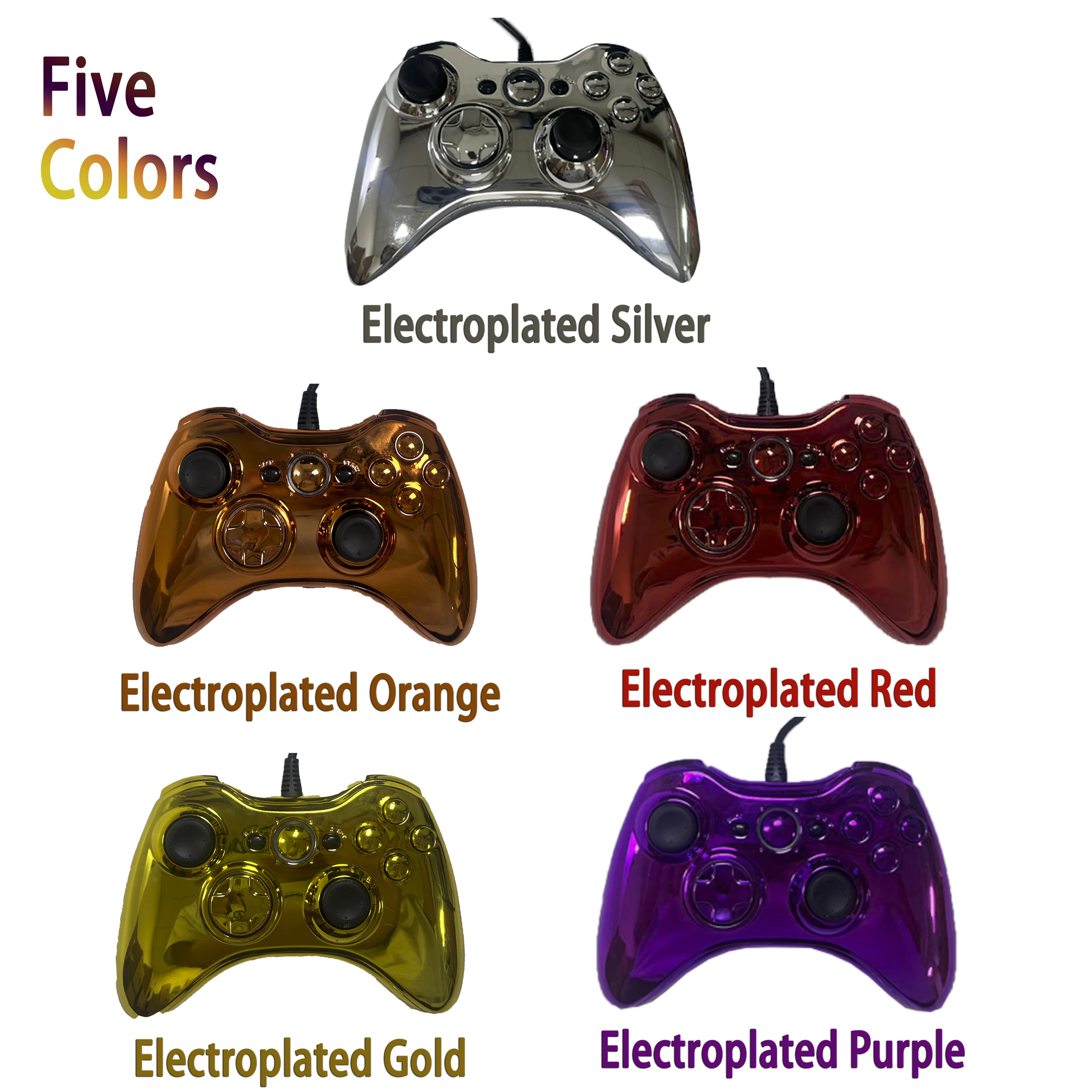 Wired Game Controller with Sleek Electroplated Finish – USB Gaming Peripheral, Compatible with Xbox 360 & PC