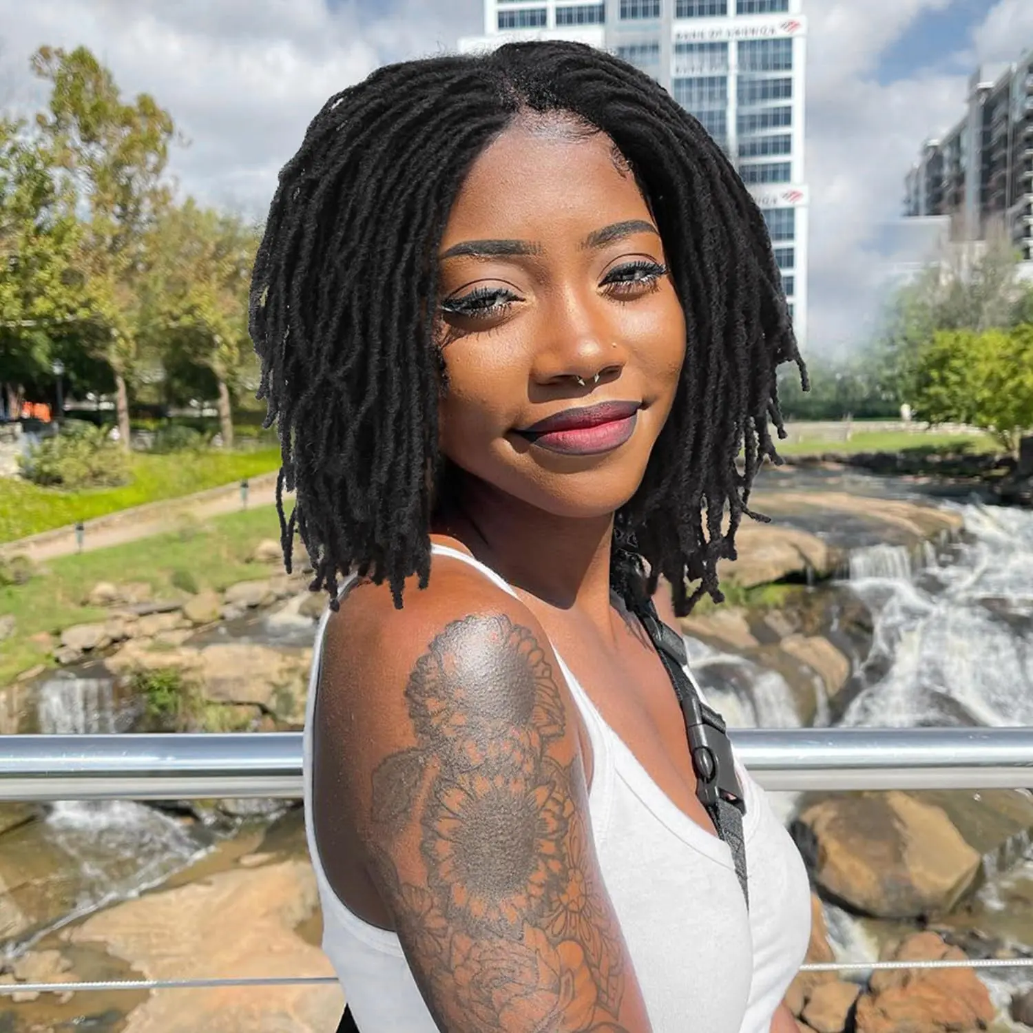 Dreadlock Wig Short Braided Wig For Black Women Afro Bob Brown Crochet Twist Hair Dreadlocks Wigs Natural Synthetic 12 Inch