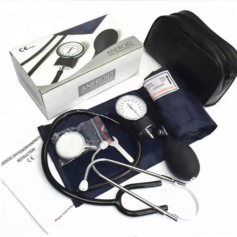AJC Blood Pressure Monitor Gauge Stethoscope Aneroid Tensiometer Meter Baumanometer Meter Kit Doctor Manual Arm Tonometer