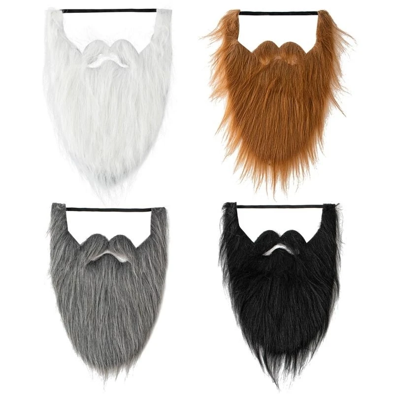 652F 1/4Pcs Fake Beard Costume Halloween Mustache Costume Cosplay Costume Beard Festival Party Supplies for Kids Adults Gift