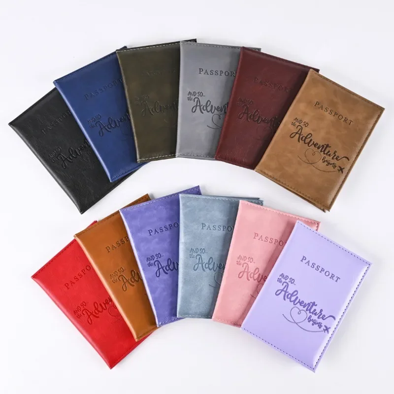 Men Women Travel Ticket Passport Protective Cover ID Card Holder New Solid Color Discoloration PU Leather Passport Holder Case