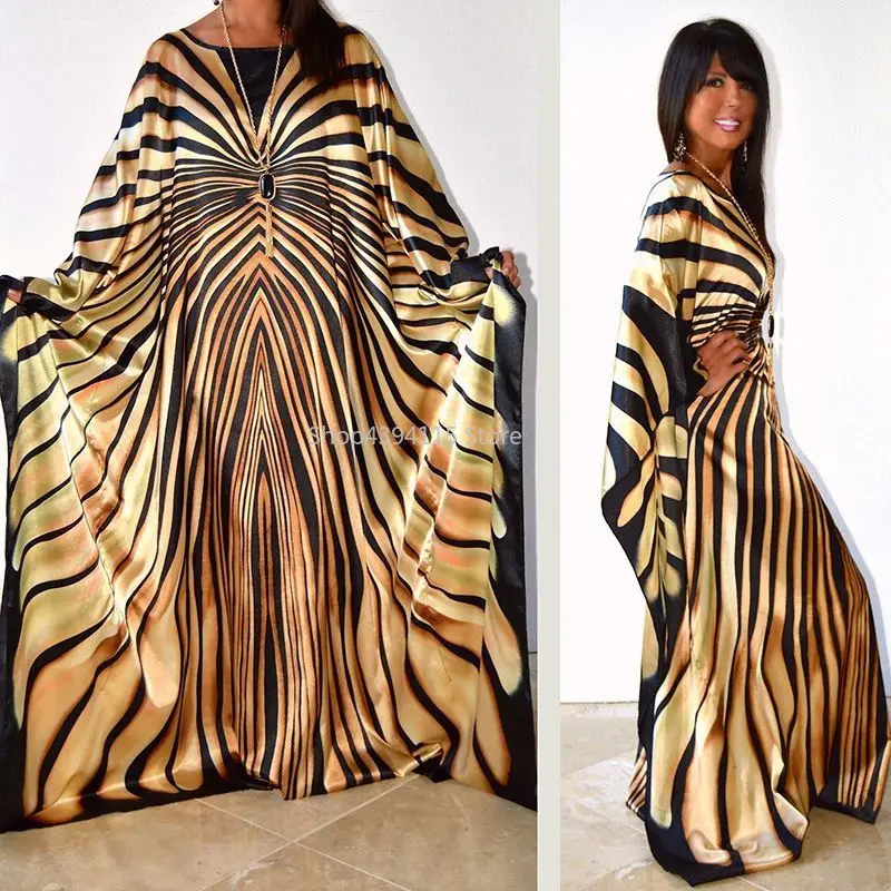 African Dress for women 2025 fashion zebra Stripe print Dress plus size free size maxi Dress long Robe Africaine vetsido