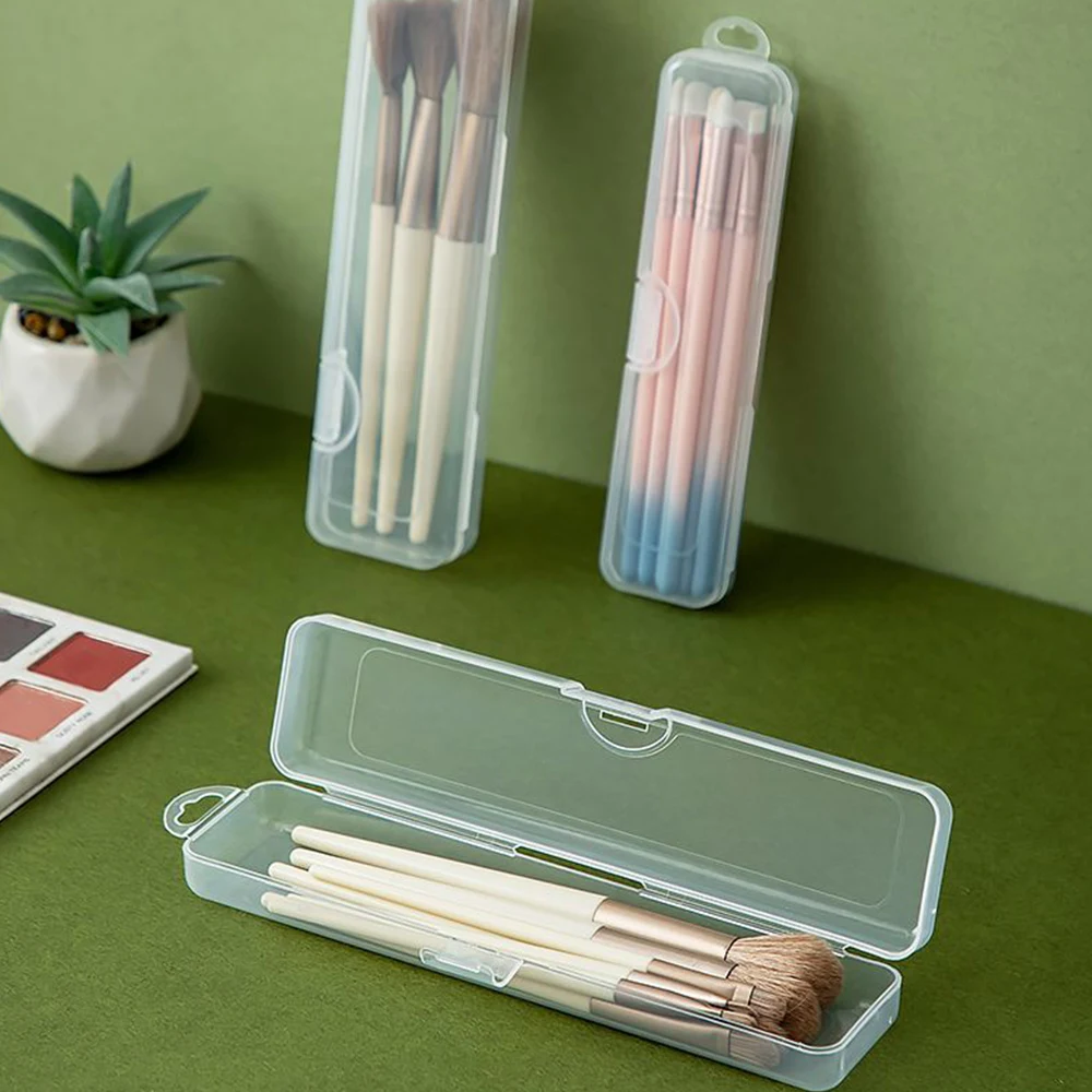 Makeup Brush Storage Box Clear Chopsticks Box Multifunctional Plastic Rectangle Case Durable Sturdy Tableware Storage Case