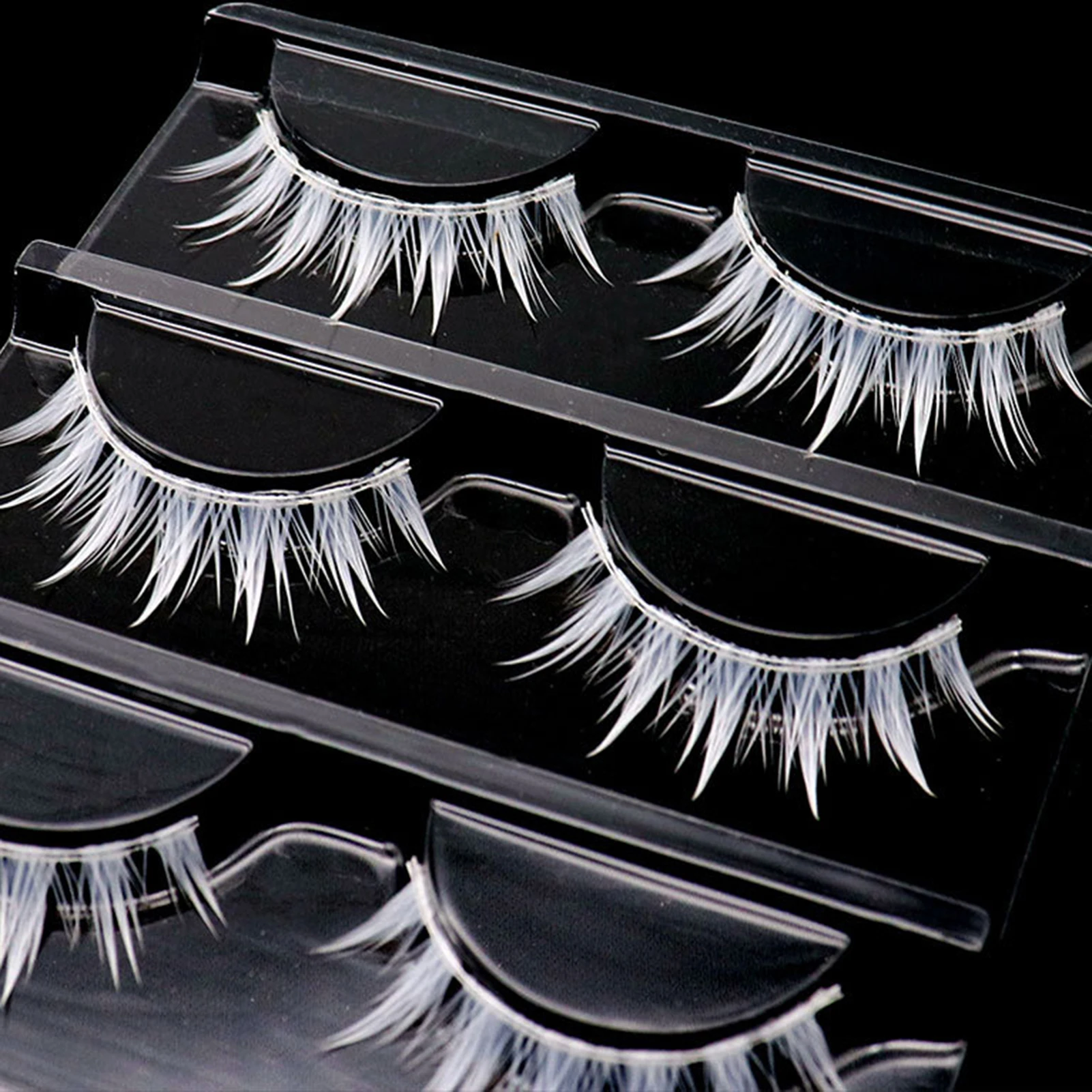 DIY white eyelashes manga Cosplay Feather Lashes full strips False Eyelashes Natural Thin Band Little Devil Eyelashes cos makeup