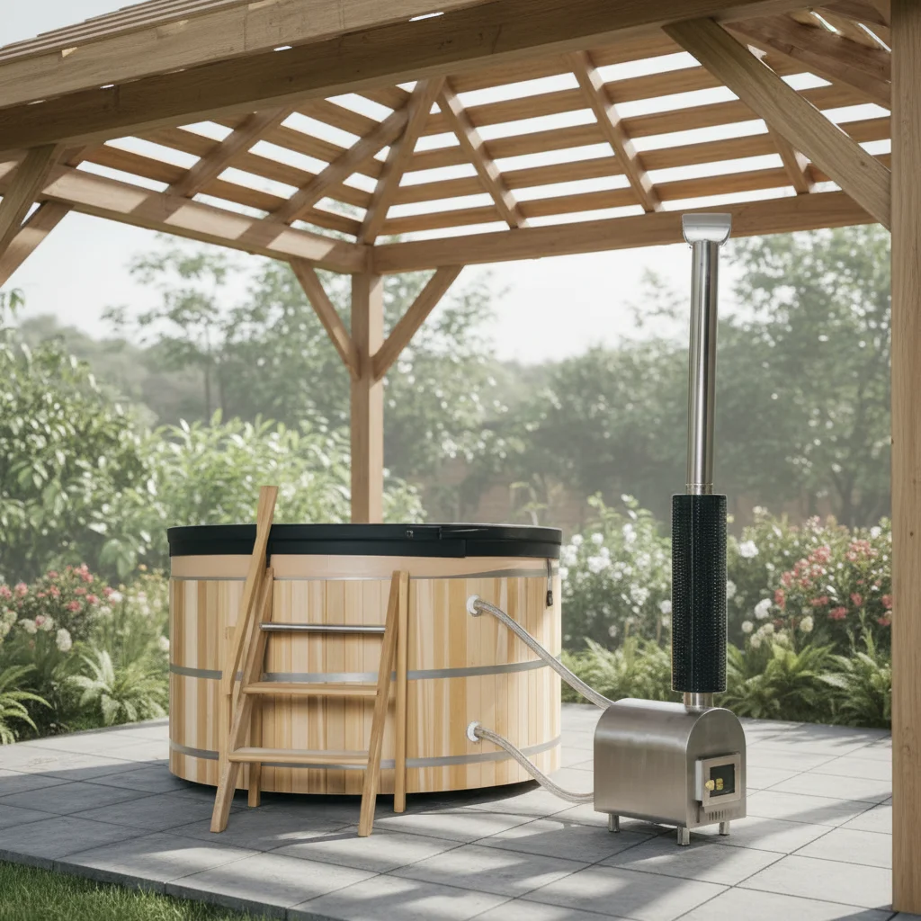 Best-selling large capacity redwood hot tub | Electric heater outdoor spa with hot tub gazebo