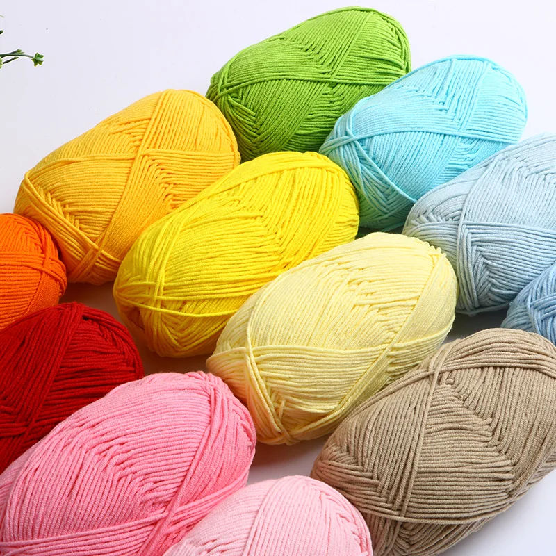 40-50g/Set 4ply Milk Cotton(80%) Knitting Yarn Needlework Dyed Lanas For Crochet Craft Sweater Hat Dolls At Low Price