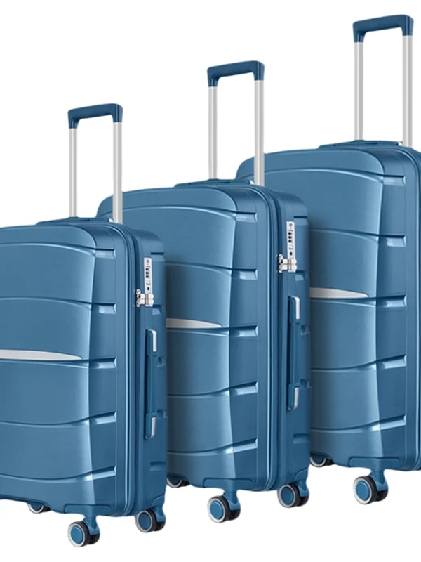 3 PCS Lage Set of 20 24 28Inch Suitcase Cabin Travel Bag Retro Sle Polyester Wheel Design Zipper Closure TSA Passwor...